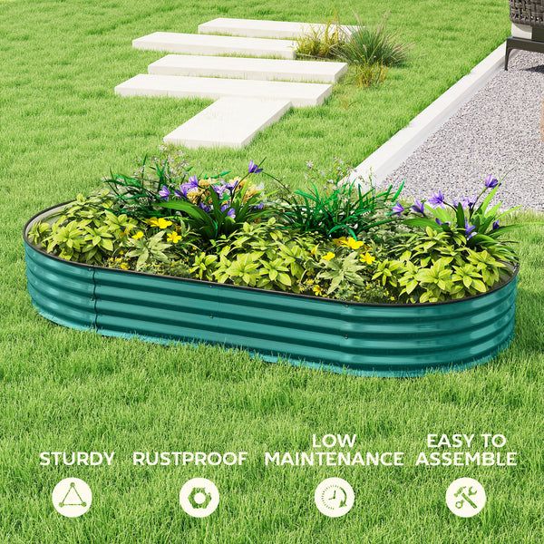 Galvanised Raised Beds for Garden, Metal Elevated Planter Box with Safety Edging, Easy DIY for Growing Flowers, Herbs, Succulents, 180 x 90 x 30cm, Light Green