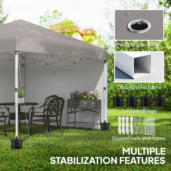 10' x 10' Pop Up Canopy Tent with Removable Sidewalls, Instant Shelter with Portable Roller Bag, 4 Sand Bags, Adjustable Height for Outdoor, Garden, Patio, Light Grey
