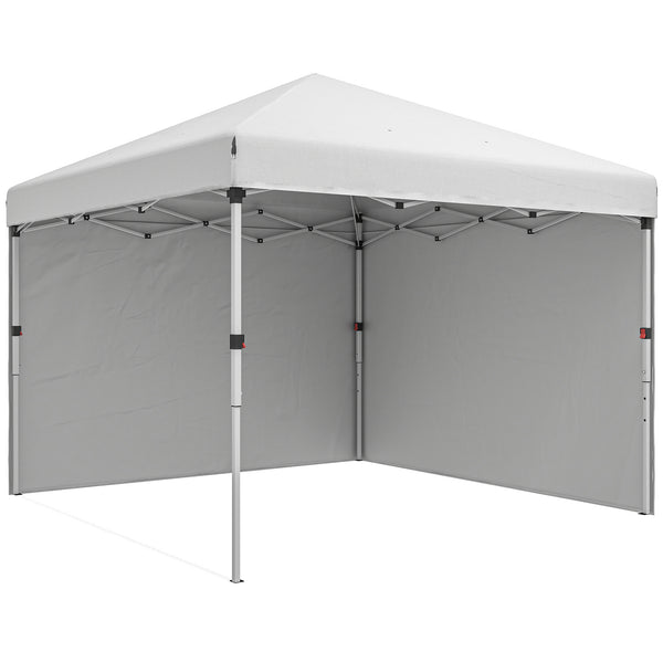 10' x 10' Pop Up Canopy Tent with Removable Sidewalls, Instant Shelter with Portable Roller Bag, 4 Sand Bags, Adjustable Height for Outdoor, Garden, Patio, White