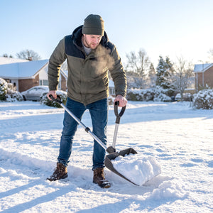 Heavy-Duty Snow Shovel with Assist Handle, Portable Snow Pusher with 45cm Wide Blade, Detachable Aluminium Handle and Metal Edge, Removal Shovel for Garden, Driveway, Car, Camping, Black