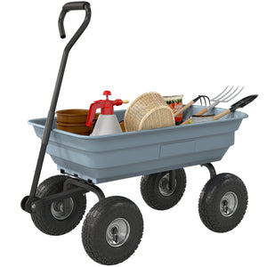 Steel Garden Cart with Handle and 10" Pneumatic Tires, Utility Wagon Cart for Garden, Patio, Lawn, 551 lbs Capacity, Grey