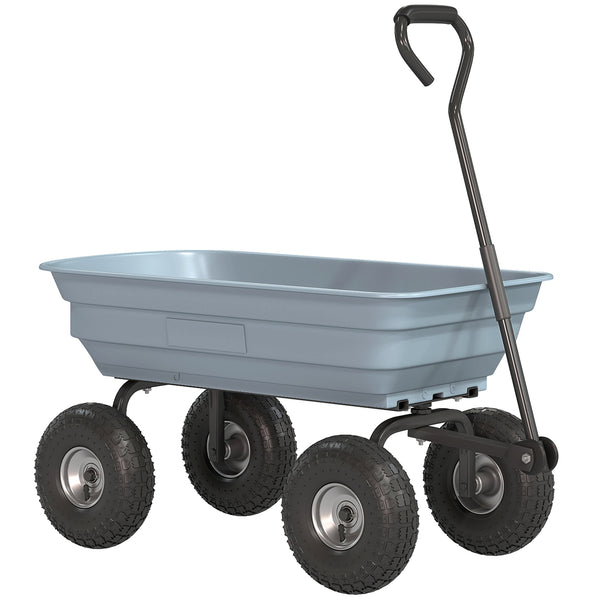 Steel Garden Cart with Handle and 10" Pneumatic Tires, Utility Wagon Cart for Garden, Patio, Lawn, 551 lbs Capacity, Grey