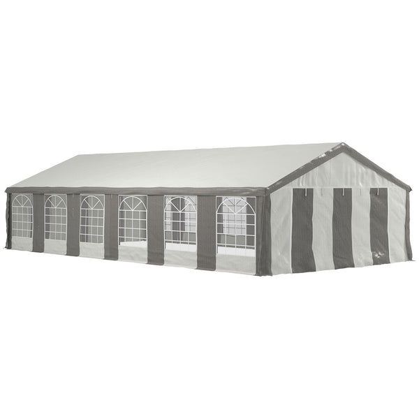 Outsunny 20' x 40' Heavy Duty Party Tent & Carport with Removable Sidewalls and Double Doors, Large Canopy Tent, Sun Shade Shelter, for Parties, Wedding, Outdoor Events, BBQ, White and Gray