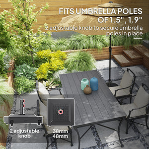Outdoor Umbrella Base with Wheels, Heavy Duty Patio Umbrella Base, Filled Up to 143lbs with Stand or 112lbs with Water, Patio Umbrella Holder for Garden, Poolside, Black