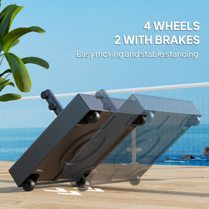 Outdoor Umbrella Base with Wheels, Heavy Duty Patio Umbrella Base, Filled Up to 143lbs with Stand or 112lbs with Water, Patio Umbrella Holder for Garden, Poolside, Black
