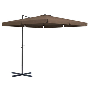 Outsunny 10' Cantilever Patio Umbrella, Square Offset Umbrella with Tilt, Crank, Cross Base, Aluminum Pole and Air Vent, Hanging Umbrella for Garden, Pool, Backyard, Tan