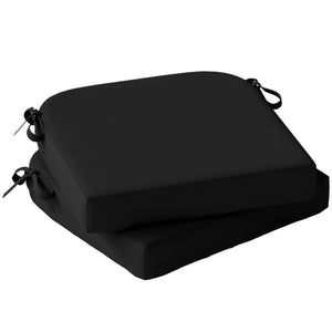 Outdoor Chair Seat Cushions Set of 2, Garden Chair Cushions with 7cm Thick Foam & Ties, Water Repellent and UV Resistant Covers for Patio Furniture 40x40cm, Black