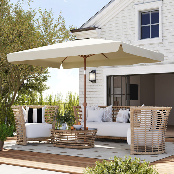 Patio Umbrella 118.1" x 78.7" Outdoor Parasol with Adjustable Angle, Aluminum Pole, Crank Handle, and UV50+ Protection, Garden and Patio Umbrella in Beige