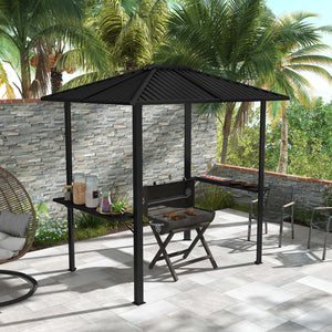 Outsunny 6' x 8' Hardtop Grill Gazebo, BBQ Gazebo with Metal Roof, Aluminum Frame and 2 Side Shelves, for Patio, Lawn, Garden