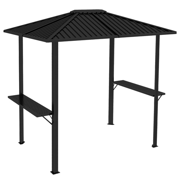 Outsunny 6' x 8' Hardtop Grill Gazebo, BBQ Gazebo with Metal Roof, Aluminum Frame and 2 Side Shelves, for Patio, Lawn, Garden