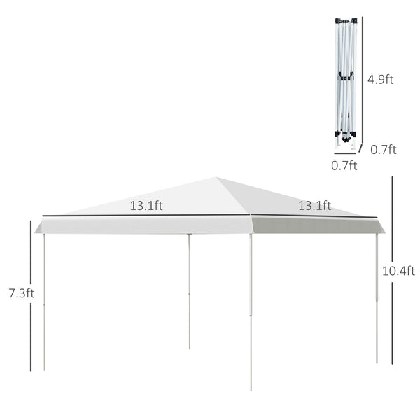 Outsunny 13' x 13' Pop Up Canopy Tent, Instant Sun Shelter, Tents for Parties, Height Adjustable for Outdoor, Garden, Patio, Parties, White