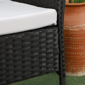 2-Seat Patio Furniture with Tea Table, Outdoor PE Rattan Wicker Loveseat with Padded Cushions and Tempered Glass Top for Garden, Porch, Poolside, Light Grey