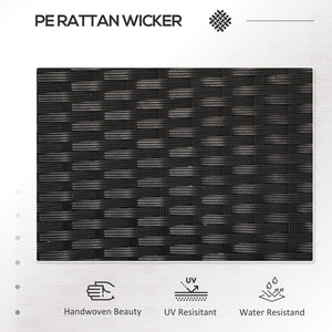 2-Seat Patio Furniture with Tea Table, Outdoor PE Rattan Wicker Loveseat with Padded Cushions and Tempered Glass Top for Garden, Porch, Poolside, Light Grey
