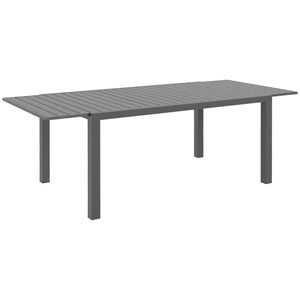 Outsunny Expandable Patio Table, Rectangle Patio Table, Outdoor Dining Table for 6-8 People with Aluminum Frame & Slatted Tabletop for Garden, Lawn, Balcony, Terrace, Charcoal Gray