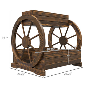 Outsunny 2-Tier Raised Garden Bed, Wooden Wagon Planter Boxes with Drainage Holes, for Vegetables Flowers Herbs, 25" x 21" x 24"