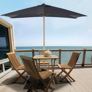 7' x 10' Wooden Patio Umbrella, Rectangular Garden Parasol, Market Table Umbrella with Top Vent, Dark Grey