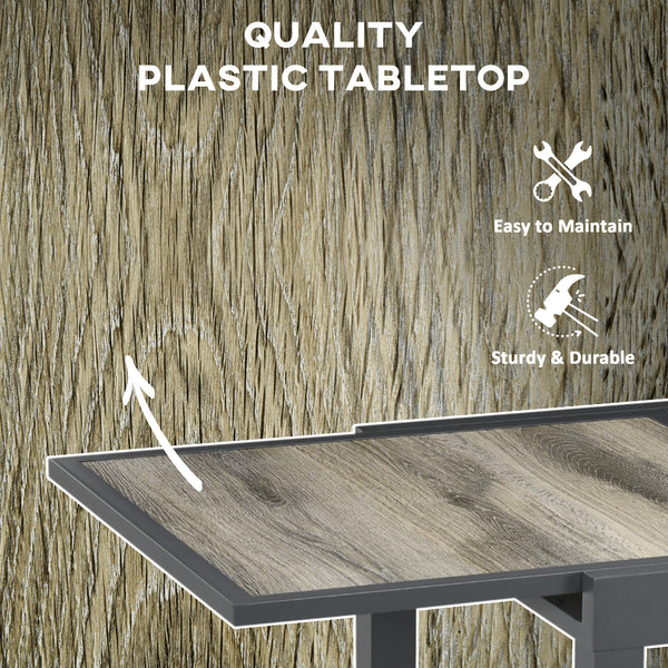 Extendable Outdoor Dining Table, Aluminum Garden Table, Rectangular Patio Table with Plastic Board Tabletop for Balcony, Lawn, Beige