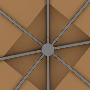 10' x 12' Patio Gazebo with Corner Frame Shelves, Double Roof Outdoor Gazebo Canopy Shelter with Netting for Patio, Wedding, Catering & Events, Brown