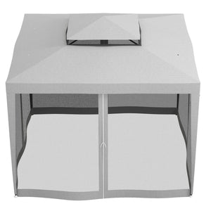 10' x 10' Canopy Tent, Party Tent with Mesh Netting and Double Tier Roof for Backyard, Garden, Patio, Outdoor, Grey