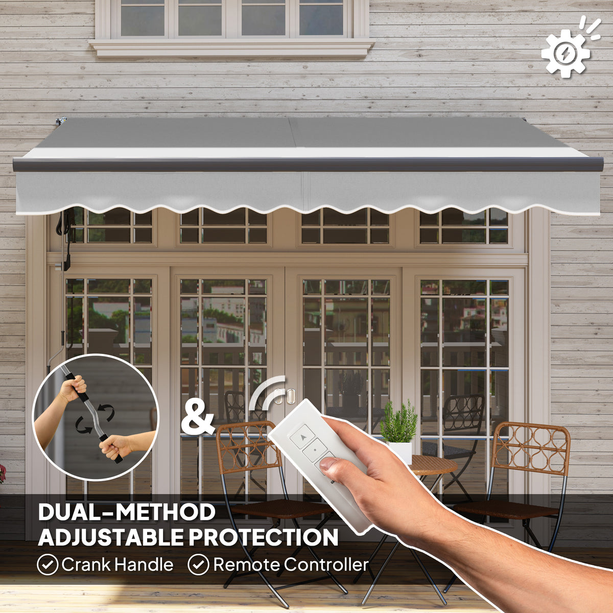 Outsunny 3 x 2.5m Electric Awning with Remote Controller for Garden ...