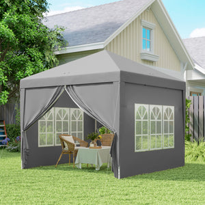 10'x10' Outdoor Pop Up Party Tent Gazebo Canopy with Carrying Bag (Light Grey)