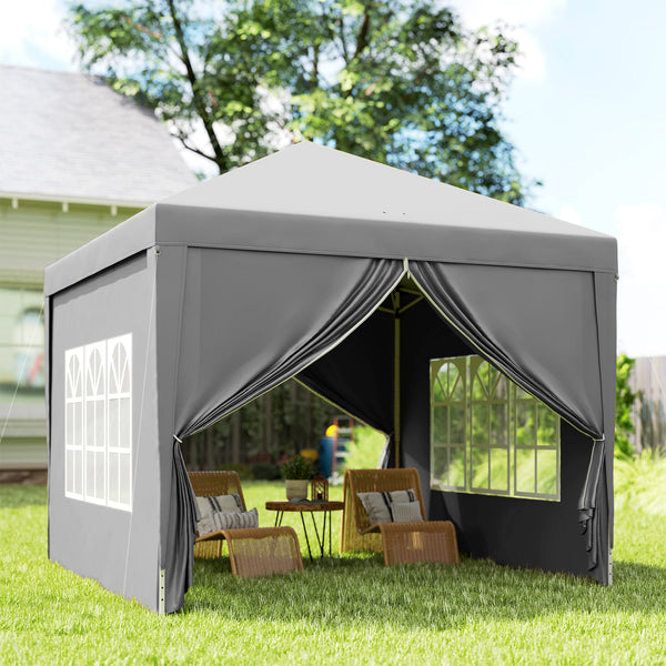 10'x10' Outdoor Pop Up Party Tent Gazebo Canopy with Carrying Bag (Light Grey)