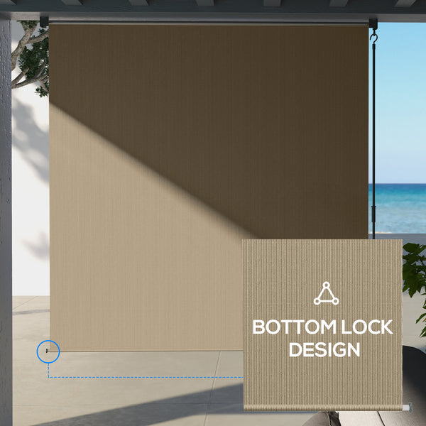 6'W x 6'H Roller Shades, Outdoor Blinds Cordless Roll Up Shade for Porch Balcony Gazebo, Beige