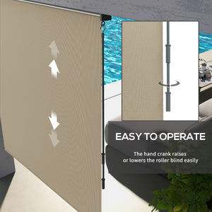 6'W x 6'H Roller Shades, Outdoor Blinds Cordless Roll Up Shade for Porch Balcony Gazebo, Beige