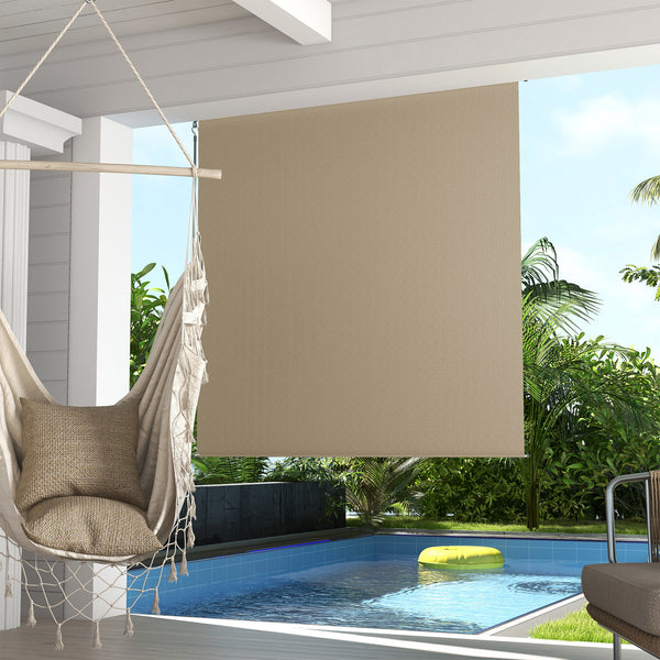 6'W x 6'H Roller Shades, Outdoor Blinds Cordless Roll Up Shade for Porch Balcony Gazebo, Beige