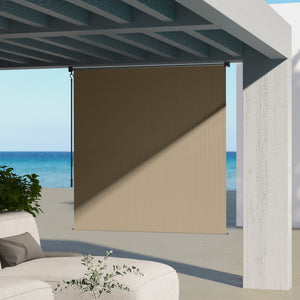 6'W x 6'H Roller Shades, Outdoor Blinds Cordless Roll Up Shade for Porch Balcony Gazebo, Beige