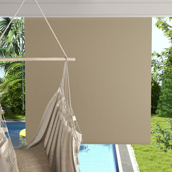 6'W x 6'H Roller Shades, Outdoor Blinds Cordless Roll Up Shade for Porch Balcony Gazebo, Beige