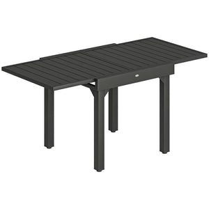 Extending Garden Table for 4-6 People, 80-160 cm Aluminium Extendable Outdoor Patio Table with Slatted Top for Garden, Lawn, Yard, Black