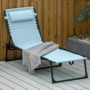 Outsunny Folding Chaise Lounge Pool Chair, Patio Sun Tanning Chair, Outdoor Lounge Chair with 4-Position Reclining Back, Breathable Mesh Seat for Beach, Yard, Patio, Baby Blue