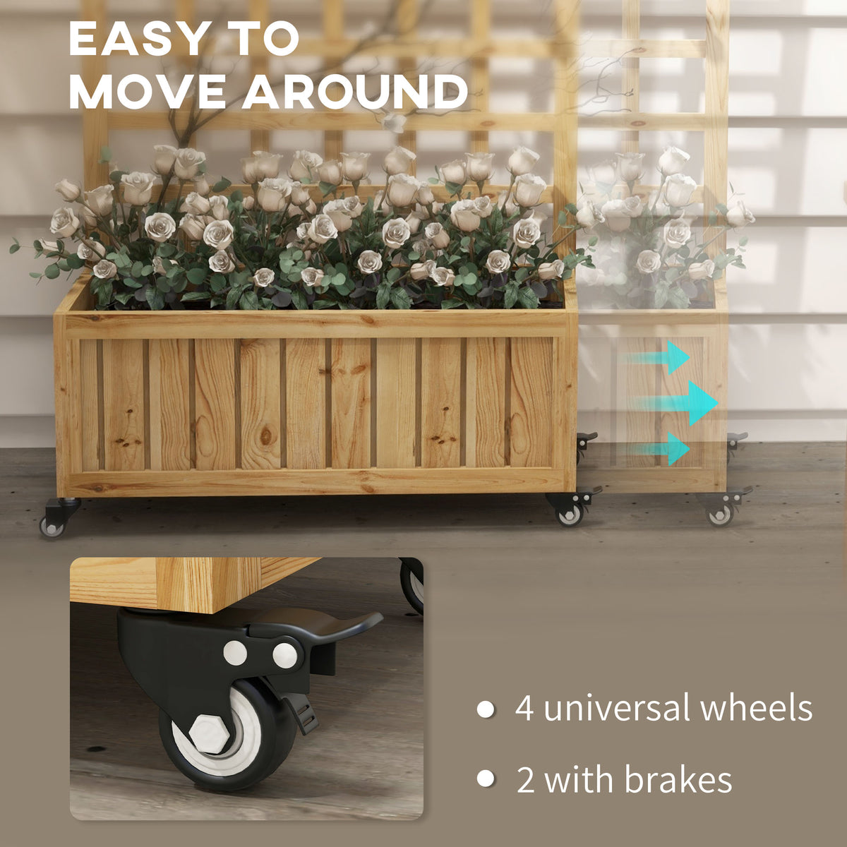 Wooden Flower Box with Scalloped Trellis, 31L x 12.6W x 54H Wooden Flower Box with Scalloped Trellis, 31L x 12.6W x 54H