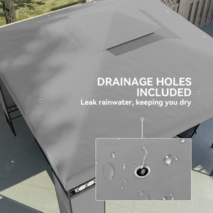 10 x 10 FT Canopy Gazebo, Double Roof Outdoor Gazebo with Screen Panels and Metal Frame, Patio Gazebo for Poolside, Garden, Deck, Backyard, Light Grey