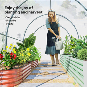 3 x 2 x 2 m Polytunnel Greenhouse with Roll-up Door and Mesh Window, Walk-in Grow House Tent with Plastic Cover and Steel Frame, Clear