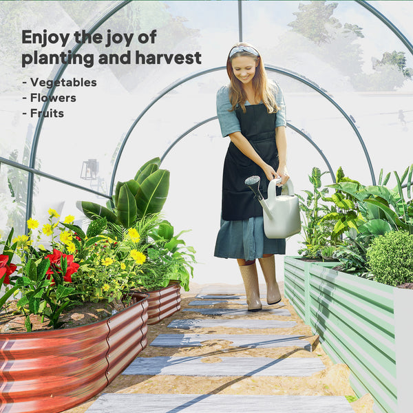 3 x 2 x 2 m Polytunnel Greenhouse with Roll-up Door and Mesh Window, Walk-in Grow House Tent with Plastic Cover and Steel Frame, Clear