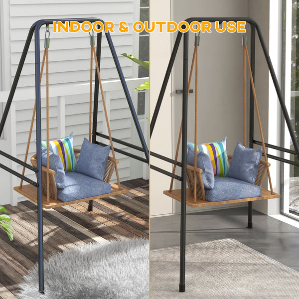 Outsunny A-Shaped Hammock Chair Stand, Heavy Duty Swing Stand for Indoor & Outdoor Use, Max 330 lbs., Black