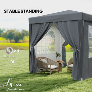 6.6'x6.6' Pop Up Canopy Tent with Sidewalls, Instant Sun Shelter Camping Gazebo with Carry Bag, for Outdoor, Garden, Patio, Grey