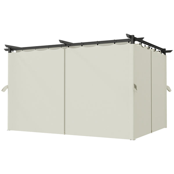 10' x 13' Retractable Pergola Canopy with Curtains, Outdoor Gazebo UPF30+ Sun Shade Shelter for Grill, Garden, Patio, Backyard, Deck, Cream White