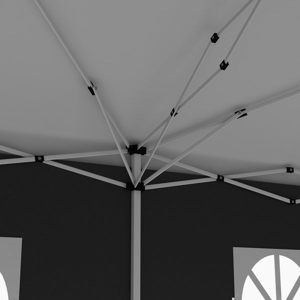 3 x 6 m Pop Up Gazebo with Sides and Windows, Height Adjustable Wedding Camping Party Tent Canopy Marquee with Storage Bag for Garden, Event, Black