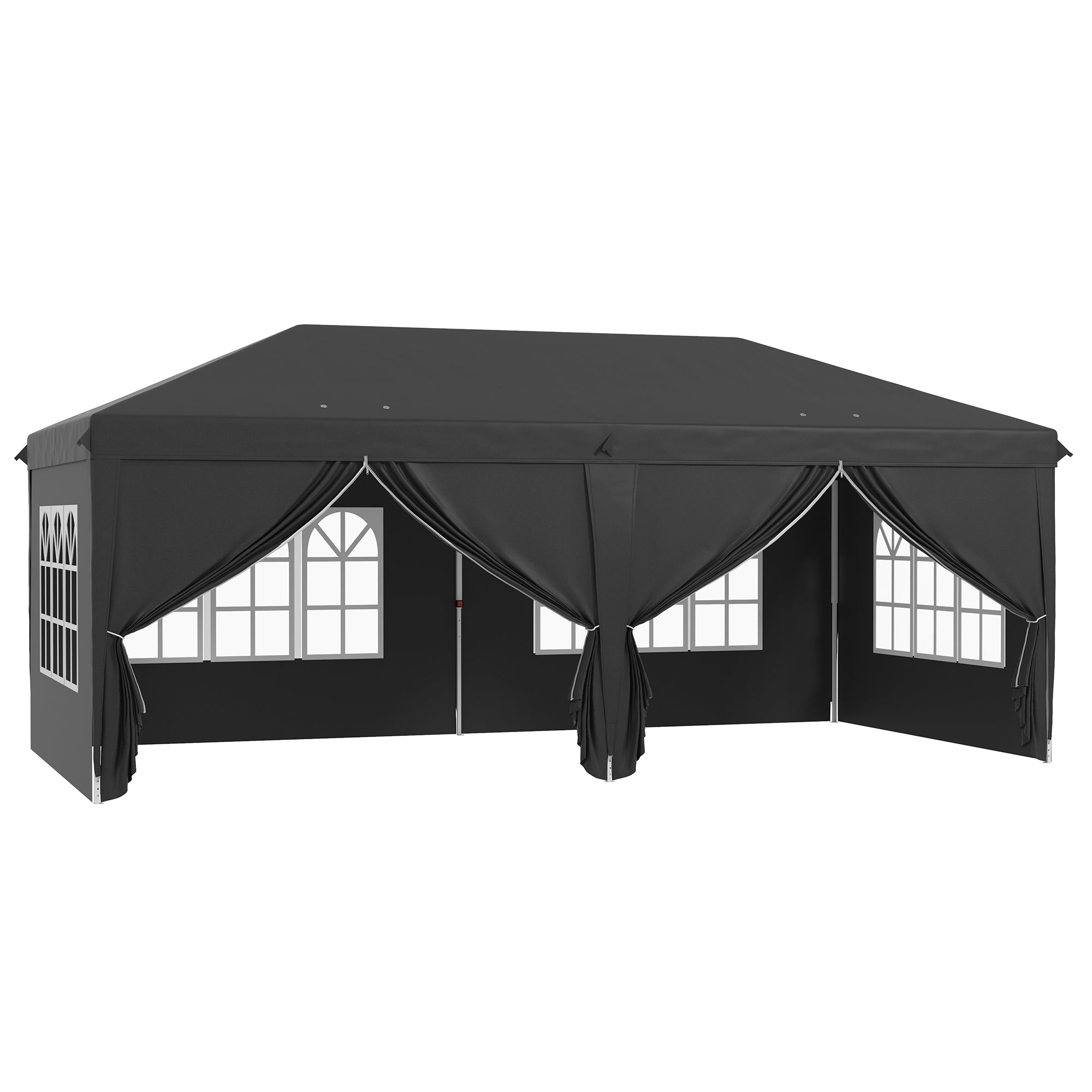 tent 3x6 Outsunny 3 x 6m Garden Pop Up Gazebo, Wedding Party Tent with Sidewalls, Windows, Carry Bag, Black