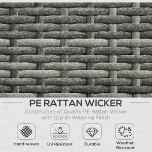 3 Pieces PE Rattan Garden Furniture Set with 10 cm Thick Cushions, 4 Seater Garden Corner Sofa Set with Glass Top Coffee Table, Outdoor Furniture for Patio, Porch, Grey