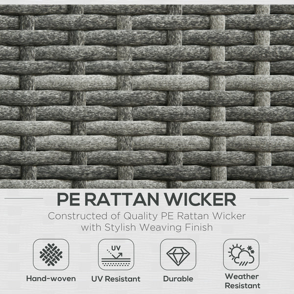 3 Pieces PE Rattan Garden Furniture Set with 10 cm Thick Cushions, 4 Seater Garden Corner Sofa Set with Glass Top Coffee Table, Outdoor Furniture for Patio, Porch, Grey