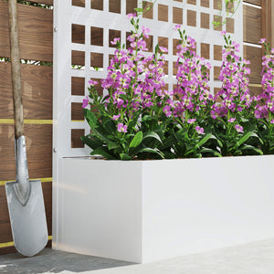 Galvanized Raised Garden Bed with Trellis, 43"x16"x70" Metal Planter Box with Drainage Holes, Outdoor Privacy Screen for Climbing Plant Vegetable Vine, White