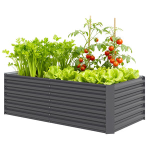 Galvanized Raised Garden Bed, 6' x 3' x 2' Outdoor Metal Planter Box, Standing Raised Bed for Growing Flowers, Herbs and Vegetables, Dark Grey