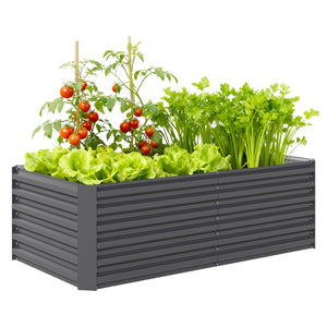 Galvanized Raised Garden Bed, 6' x 3' x 2' Outdoor Metal Planter Box, Standing Raised Bed for Growing Flowers, Herbs and Vegetables, Dark Grey