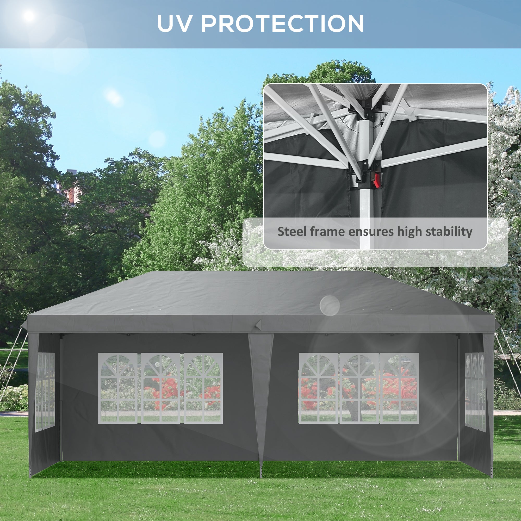 Party Tent 6x3 Pop Up Gazebo With Sides X 6m Garden Pop Up Gazebo