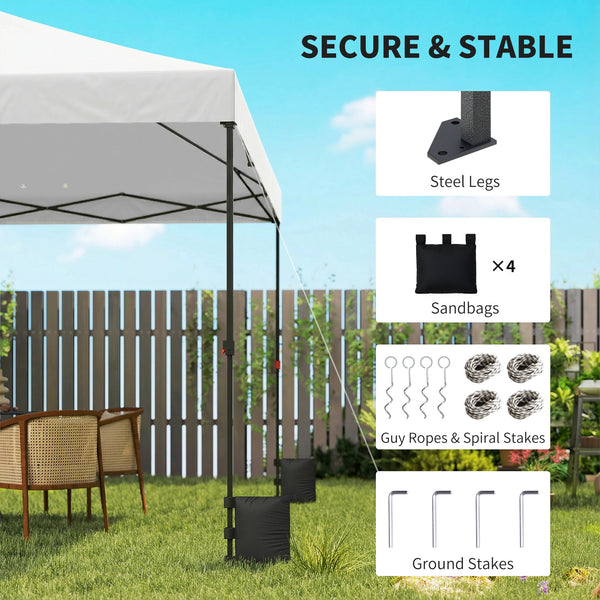 10 x 10 ft Pop Up Canopy Tent with One Push Setup, Easy Setup Outdoor Portable Instant Canopy Shelter with Wheeled Carry Bag, Sandbags, Adjustable Height for Parties, Events, White