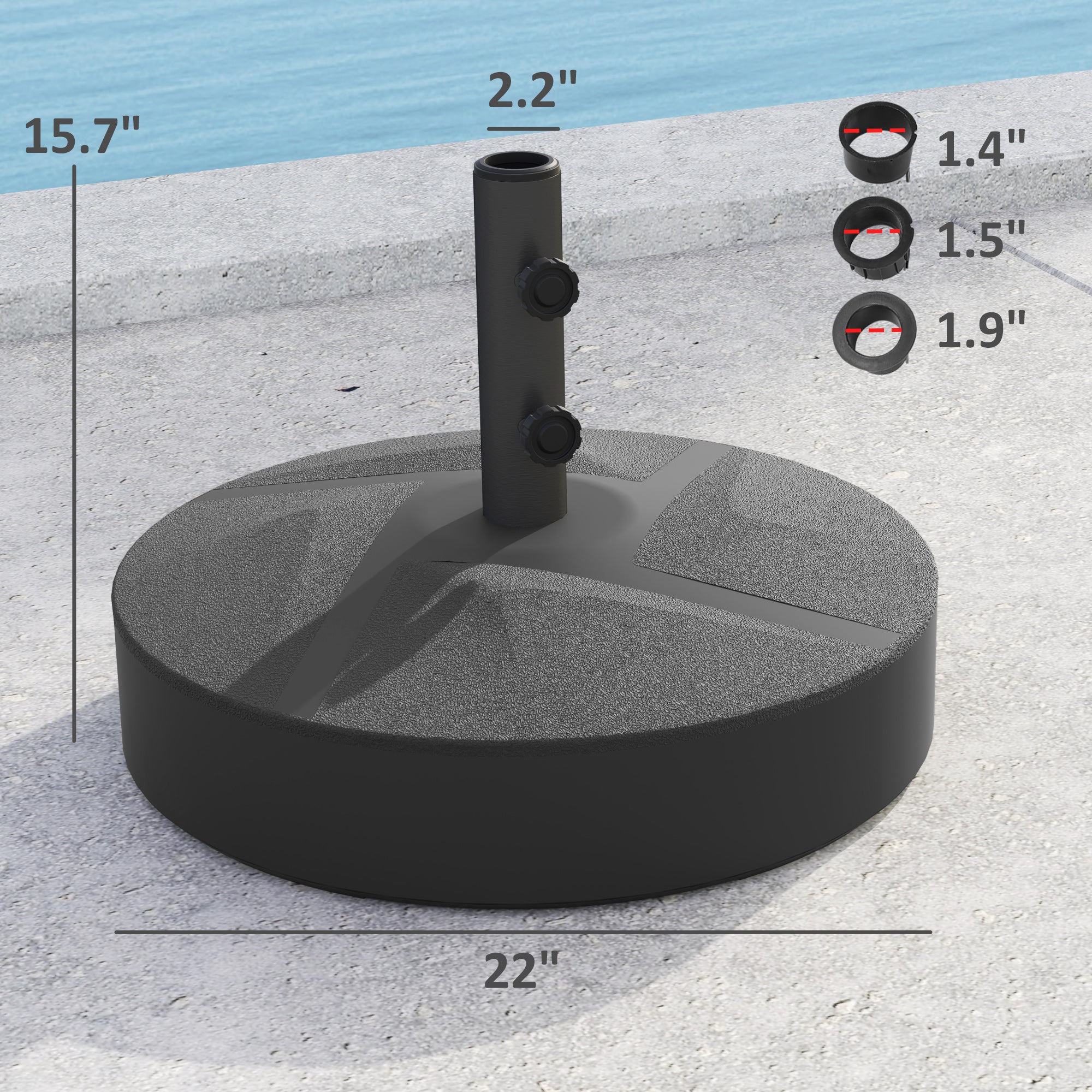 are patio umbrella bases universal Outsunny Patio Umbrella Base Holder, Heavy Duty Outdoor Umbrella Stand Base, Filled Up to 66lbs with Stand or 55lbs with Water for Garden, Poolside, B